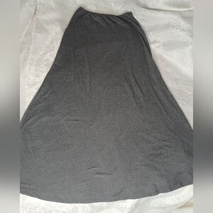 24seven Women's Comfort Apparel Elastic Waist Solid Gray Maxi Skirt Size Small
